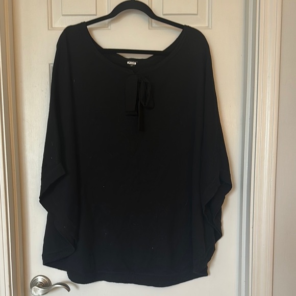 Talbots Jackets & Blazers - Talbots black cotton blend poncho keyhole bow detail